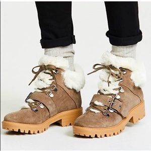 Kendall & Kylie Suede Combat Boots w/ Fur Trim